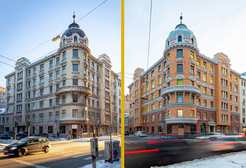 [ENG] Building Facade in Riga, 26 Valdemara Street, Before & Aft