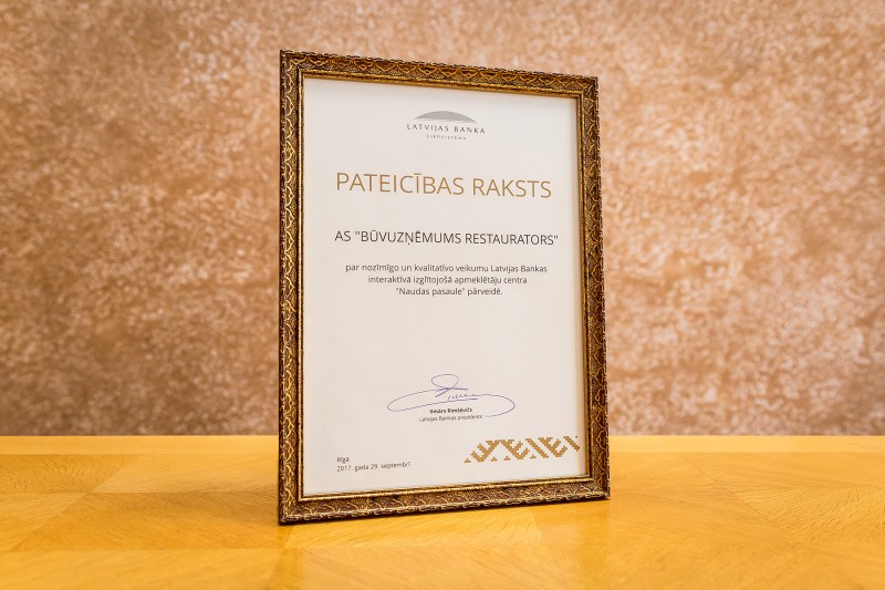 Latvijas Bankas pateicības raksts